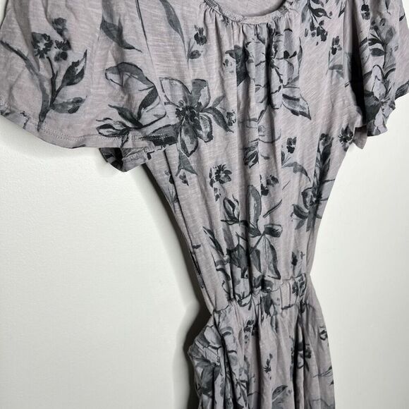 Anthropologie T.La Dress Small Open Back Cut Out Maxi Floral Gray Short Sleeve - Picture 9 of 13